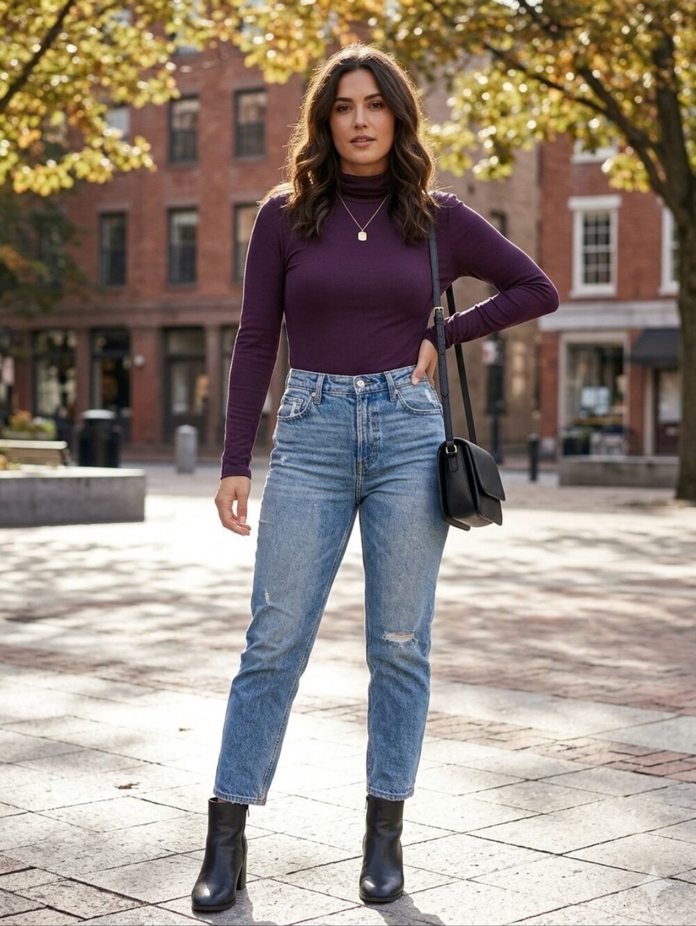 TALULA by Aritzia Ribbed Turtleneck Longsleeve Top in Purple/Burgundy. Medium.